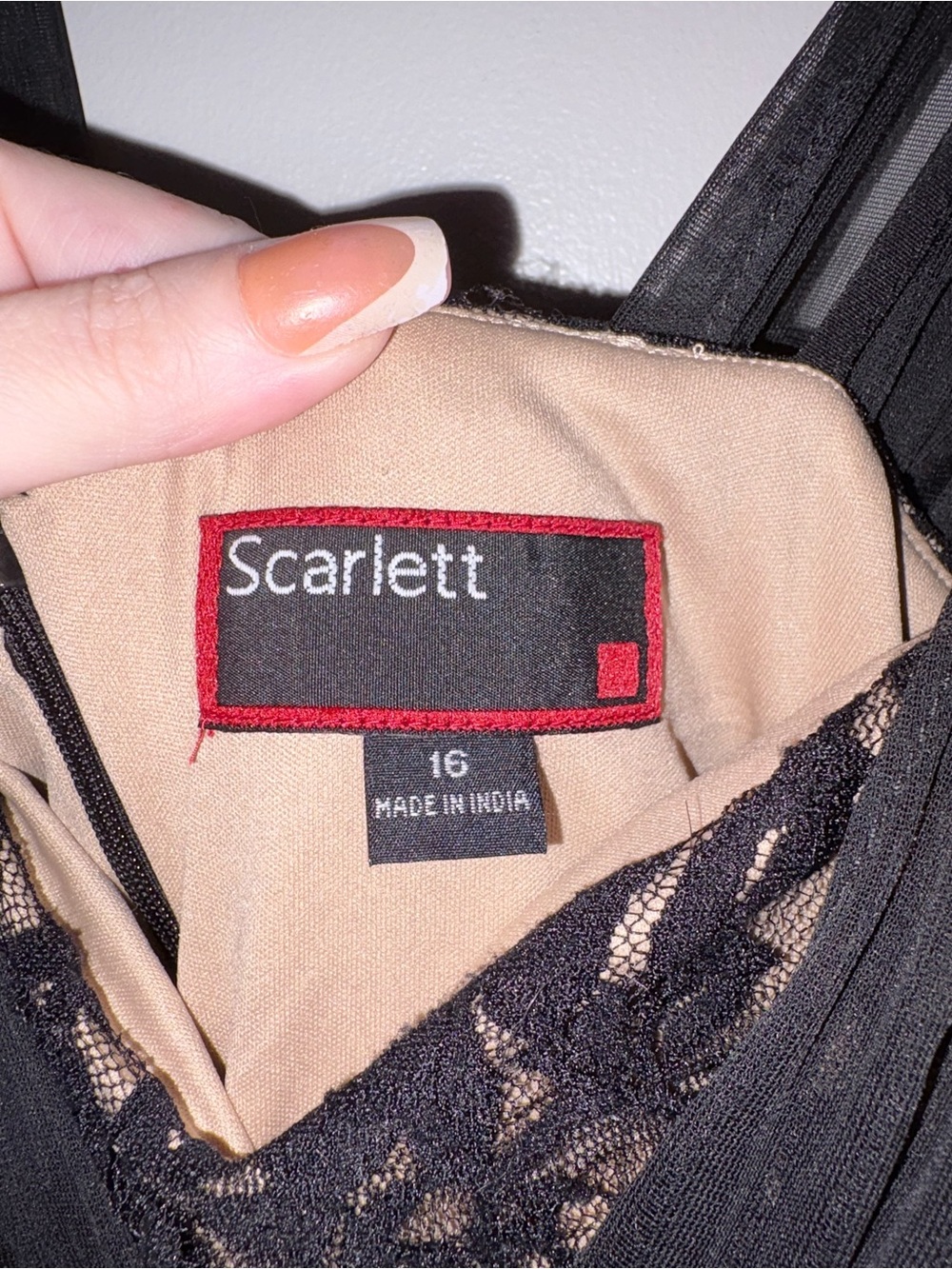 Scarlett Black Lace Dress with Nude Lining Detail